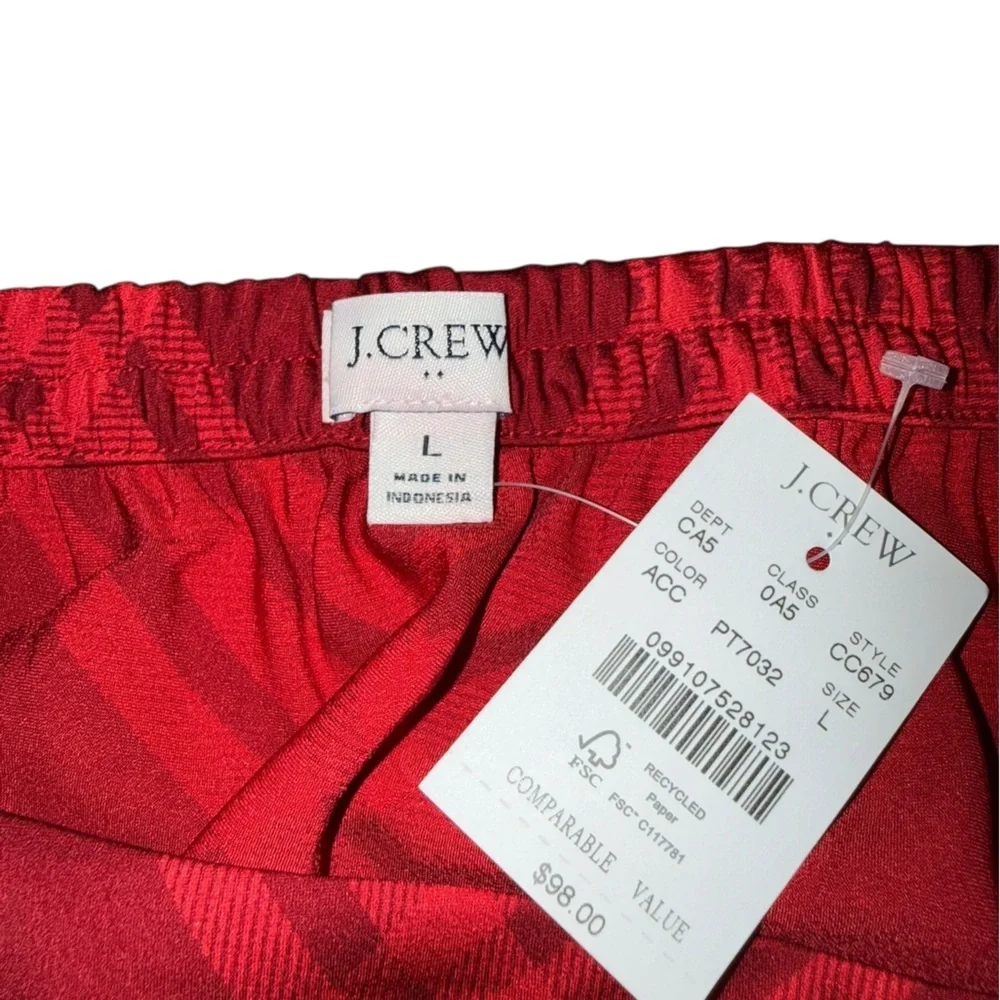NWT- J.Crew Mid-Rise Bias-Slip Straight Midi Skirt – Red Plaid  - Size Large